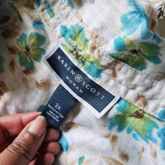 Karen Scott Floral Button Up Blouse - Picture 3 of 7